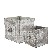 Schublade Kreta S/2 GRAU-WASHED 15876 12x12x12cm + 15x15x15cm Holz