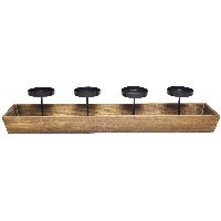 Kerzenhalter Alpenland braun 11002 Adventskerzenhalte 56x12x11,5cm StumpenkerzenØ6cm