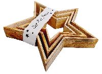 Holzstern Mika S/3 natur 49794 20x6cm + 29x6cm + 39x7cm